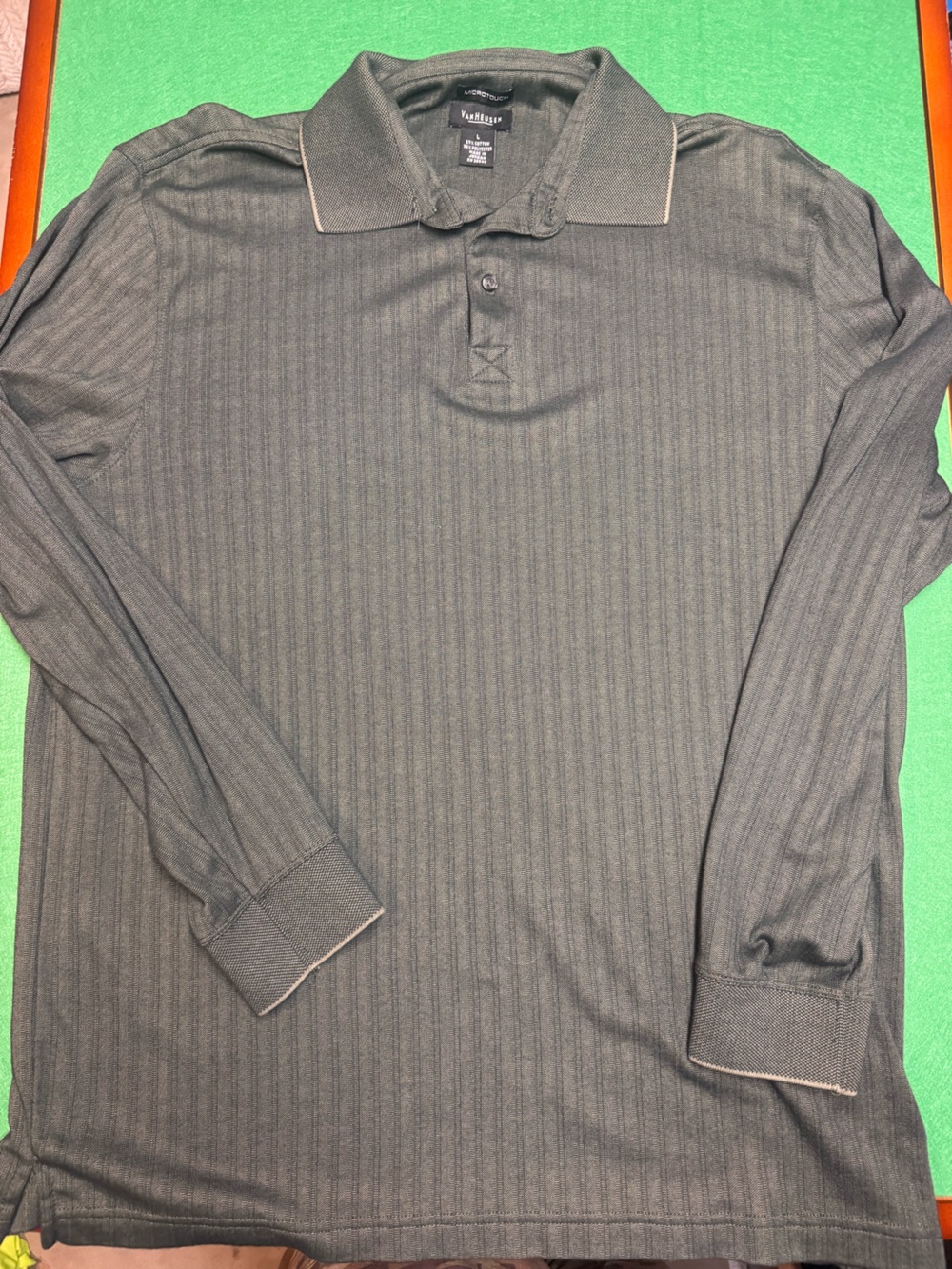 Van Heusen Men's Long Sleeve Ribbed Polo - Gray